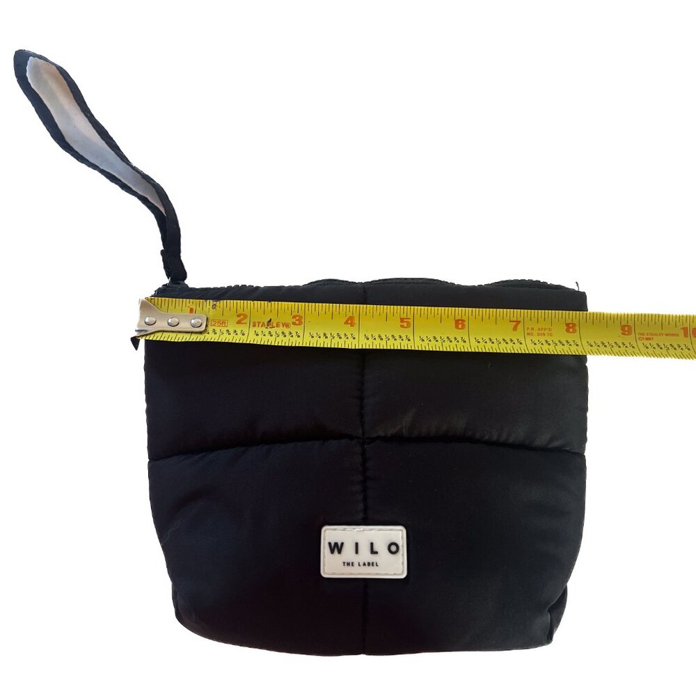 Wilo The Label Black Quilted Puffer Travel Cosmetic Bag Wristlet Clutch - Picture 6 of 9